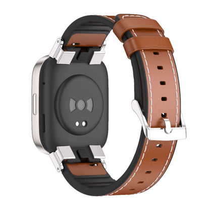 For Redmi Watch 3 Mijobs TPU Leather Watch Band(Brown Silver) -  by MIJOBS | Online Shopping South Africa | PMC Jewellery