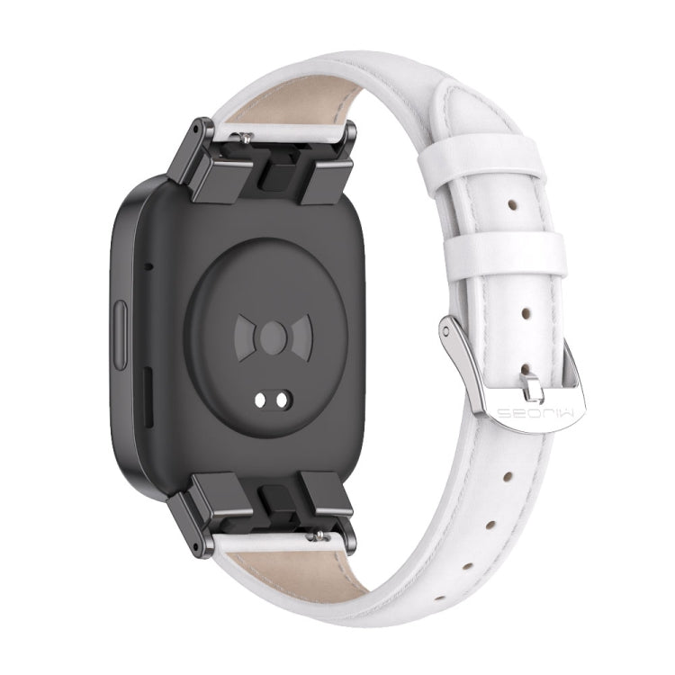 For Redmi Watch 3 Mijobs Genuine Leather Slim Watch Band(White Black) -  by MIJOBS | Online Shopping South Africa | PMC TechLife