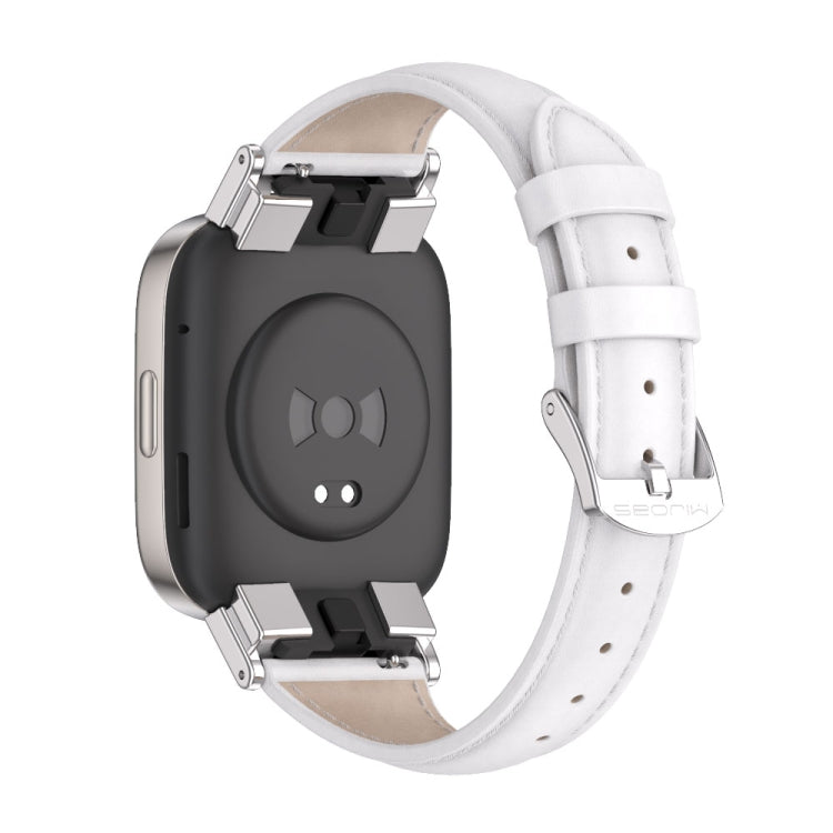 For Redmi Watch 3 Mijobs Genuine Leather Slim Watch Band(White Silver) - Watch Bands by MIJOBS | Online Shopping South Africa | PMC TechLife | Buy Now Pay Later Mobicred