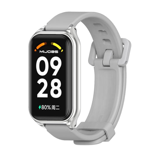For Redmi Band 2 Mijobs Metal Shell Silicone Watch Band(Grey Silver) -  by MIJOBS | Online Shopping South Africa | PMC Jewellery