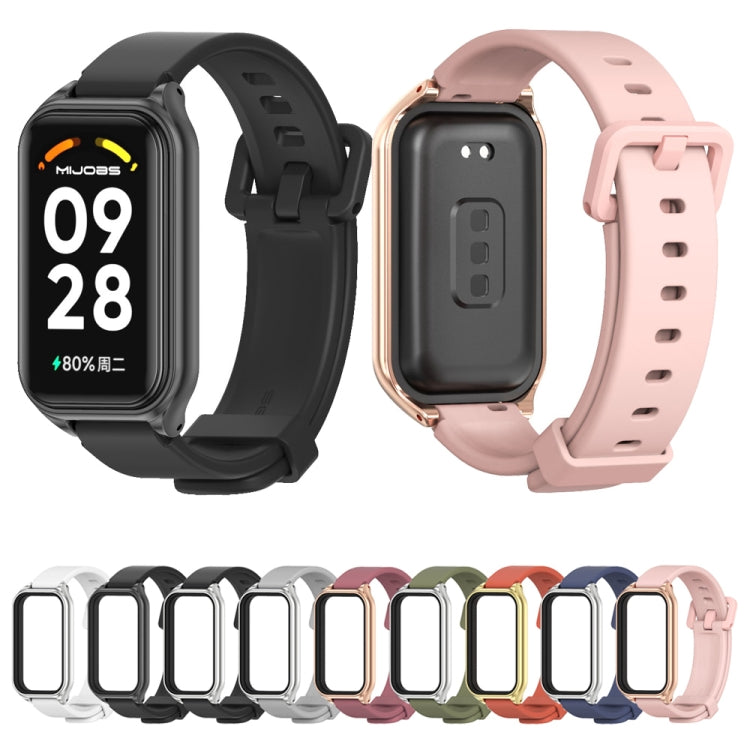 For Redmi Band 2 Mijobs Metal Shell Silicone Watch Band(Pink Rose Gold) -  by MIJOBS | Online Shopping South Africa | PMC Jewellery