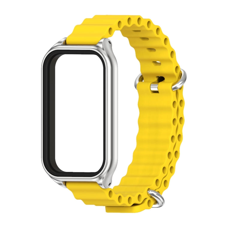 For Xiaomi Smart Band 8 Active / Redmi Band 2 Mijobs Metal Shell Ocean Silicone Watch Band(Yellow Silver) - Watch Bands by MIJOBS | Online Shopping South Africa | PMC TechLife | Buy Now Pay Later Mobicred