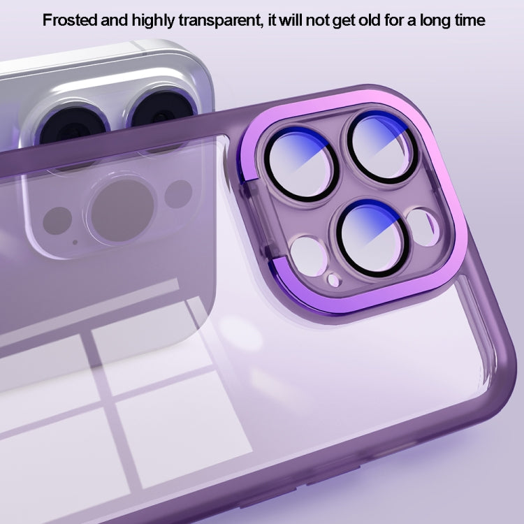 For iPhone 14 Pro Max Invisible Lens Bracket Matte Transparent Phone Case(Royal Blue) - iPhone 14 Pro Max Cases by PMC TechLife | Online Shopping South Africa | PMC TechLife