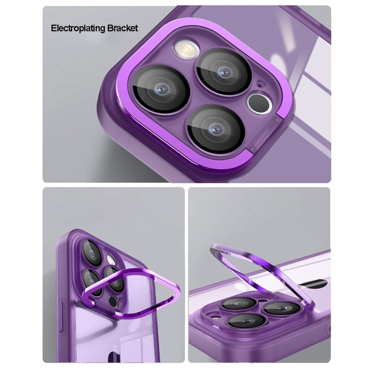 For iPhone 14 Pro Max Invisible Lens Bracket Matte Transparent Phone Case(Royal Blue) - iPhone 14 Pro Max Cases by PMC TechLife | Online Shopping South Africa | PMC TechLife