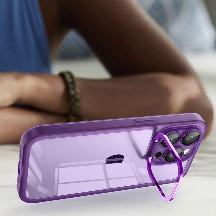 For iPhone 13 Pro Max Invisible Lens Bracket Matte Transparent Phone Case(Purple) - iPhone 13 Pro Max Cases by PMC TechLife | Online Shopping South Africa | PMC TechLife