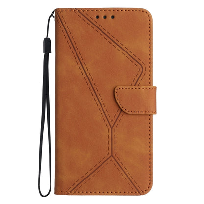 For iPhone 12 / 12 Pro Stitching Embossed Leather Phone Case(Brown) - iPhone 12 / 12 Pro Cases by PMC Jewellery | Online Shopping South Africa | PMC Jewellery