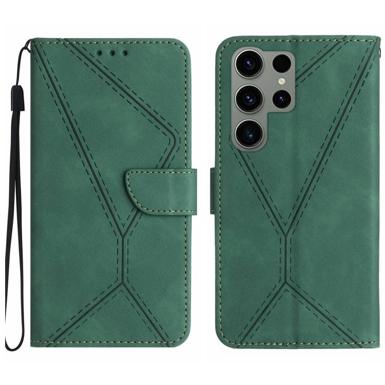 For Samsung Galaxy S23 Ultra 5G Stitching Embossed Leather Phone Case(Green) - Galaxy S23 Ultra 5G Cases by PMC TechLife | Online Shopping South Africa | PMC TechLife | Buy Now Pay Later Mobicred