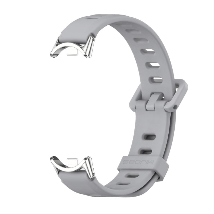 For Xiaomi Mi Band 8 / 9 / 9 NFC Mijobs Flat Hole Breathable Silicone Watch Band(Grey+Silver) - Watch Bands by MIJOBS | Online Shopping South Africa | PMC TechLife | Buy Now Pay Later Mobicred