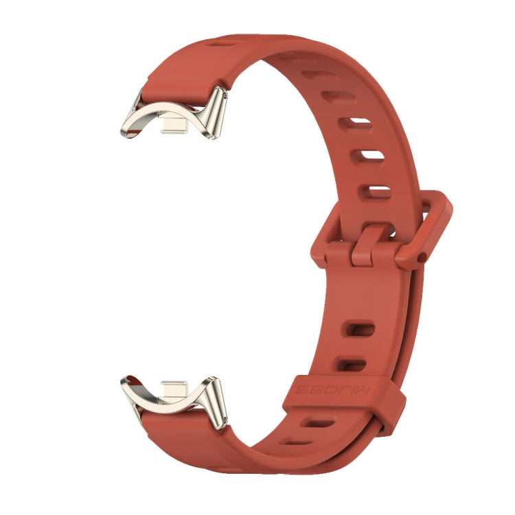 For Xiaomi Smart Band 10 / 9 / 8 Mijobs Flat Hole Breathable Silicone Watch Band(Orange+Light Gold) - free shipping - PMC TechLife - Order now!