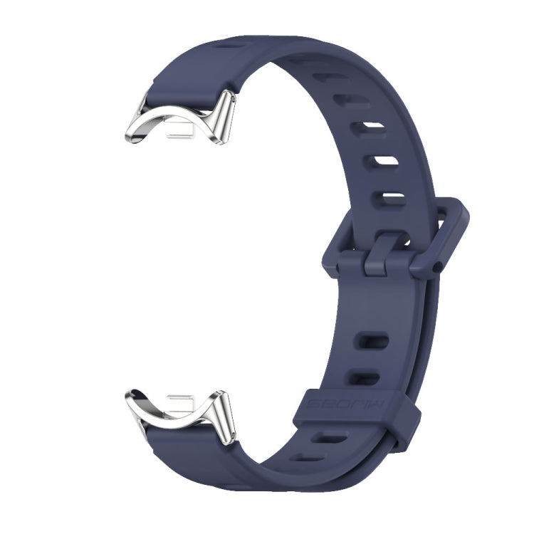 For Xiaomi Mi Band 8 / 9 / 9 NFC Mijobs Flat Hole Breathable Silicone Watch Band(Midnight Blue+Silver) - Watch Bands by MIJOBS | Online Shopping South Africa | PMC TechLife | Buy Now Pay Later Mobicred