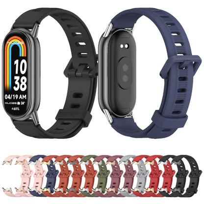 For Xiaomi Mi Band 8 Mijobs Flat Hole Breathable Silicone Watch Band(Black+Silver) -  by MIJOBS | Online Shopping South Africa | PMC Jewellery