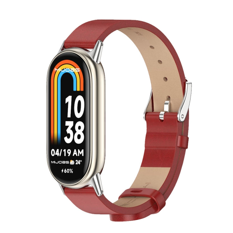 For Xiaomi Mi Band 8 Mijobs Microfiber PU Leather Watch Band(Red Silver) -  by MIJOBS | Online Shopping South Africa | PMC Jewellery