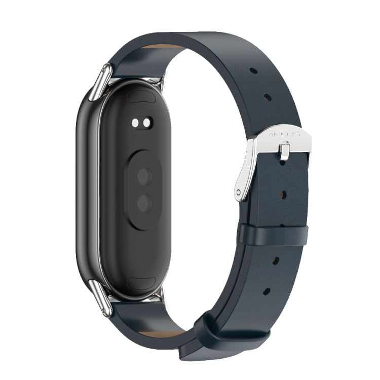 For Xiaomi Mi Band 8 / 9 / 9 NFC Mijobs Microfiber PU Leather Watch Band(Blue Silver) - Watch Bands by MIJOBS | Online Shopping South Africa | PMC TechLife | Buy Now Pay Later Mobicred