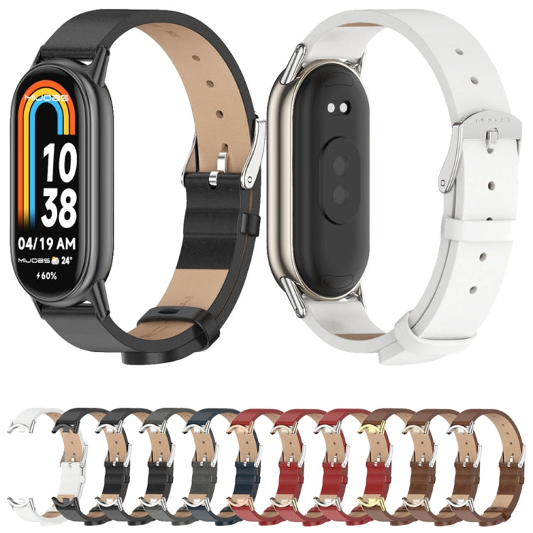 For Xiaomi Mi Band 8 / 9 / 9 NFC Mijobs Microfiber PU Leather Watch Band(Black Silver) - Watch Bands by MIJOBS | Online Shopping South Africa | PMC TechLife | Buy Now Pay Later Mobicred