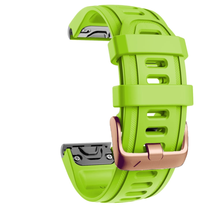 For Garmin Fenix 7S / 6S Pro / 5S Plus 20mm Rose Gold Buckle Silicone Watch Band(Green) - Watch Bands by PMC Jewellery | Online Shopping South Africa | PMC Jewellery