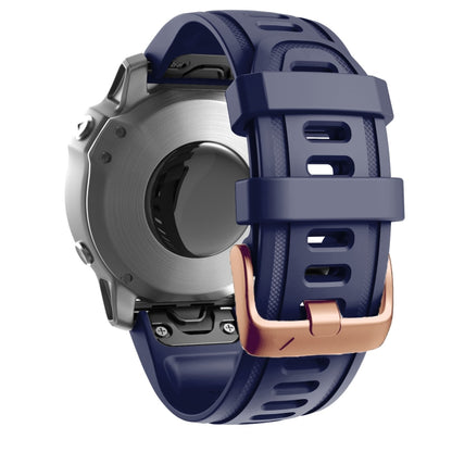 For Garmin Fenix 7S / 6S Pro / 5S Plus 20mm Rose Gold Buckle Silicone Watch Band(Dark Blue) - Watch Bands by PMC Jewellery | Online Shopping South Africa | PMC Jewellery