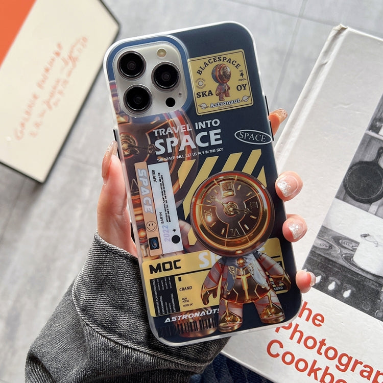 For iPhone 14 Pro Dual-side IMD Astronaut Frosted Phone Case(Black Gold) - iPhone 14 Pro Cases by PMC Jewellery | Online Shopping South Africa | PMC Jewellery