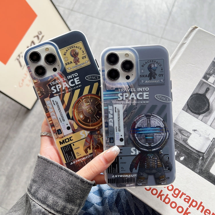 For iPhone 14 Plus Dual-side IMD Astronaut Frosted Phone Case(Black Gold) - iPhone 14 Plus Cases by PMC Jewellery | Online Shopping South Africa | PMC Jewellery