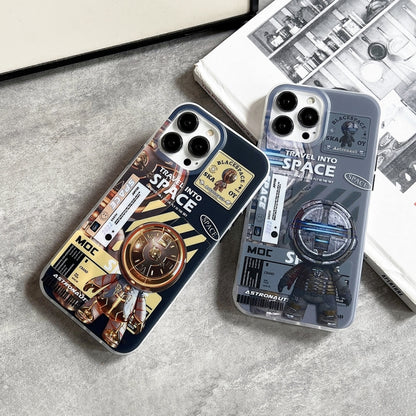 For iPhone 14 Plus Dual-side IMD Astronaut Frosted Phone Case(Black Gold) - iPhone 14 Plus Cases by PMC Jewellery | Online Shopping South Africa | PMC Jewellery