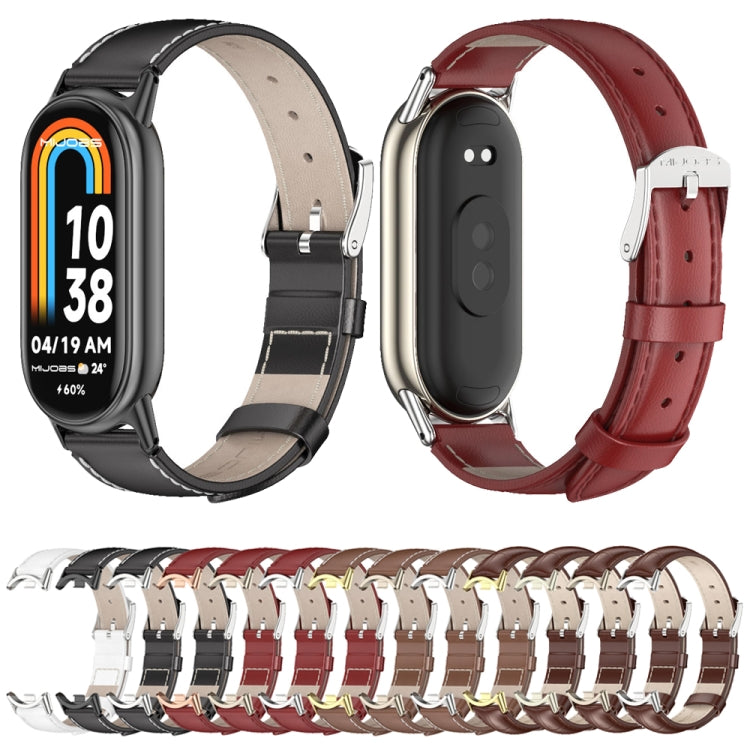 For Xiaomi Mi Band 8 / 9 / 9 NFC Mijobs Genuine Leather Watch Band(Red Light Gold) - Watch Bands by MIJOBS | Online Shopping South Africa | PMC TechLife | Buy Now Pay Later Mobicred