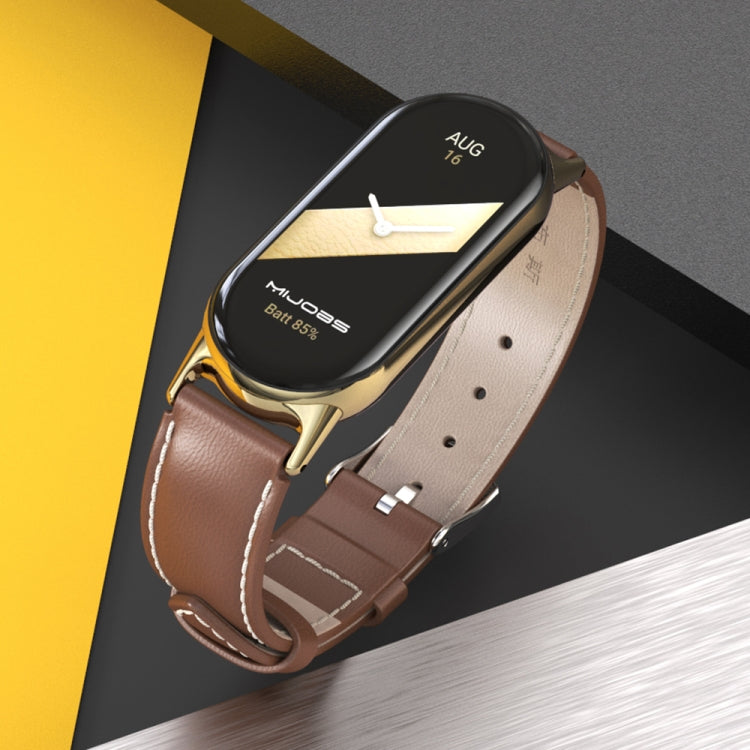 For Xiaomi Mi Band 8 / 9 / 9 NFC Mijobs Genuine Leather Watch Band(Black) - Watch Bands by MIJOBS | Online Shopping South Africa | PMC TechLife | Buy Now Pay Later Mobicred