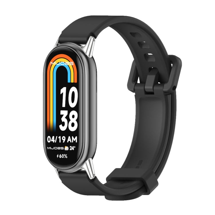 For Xiaomi Mi Band 8 Mijobs Silicone Breathable Watch Band(Black Silver) -  by MIJOBS | Online Shopping South Africa | PMC Jewellery