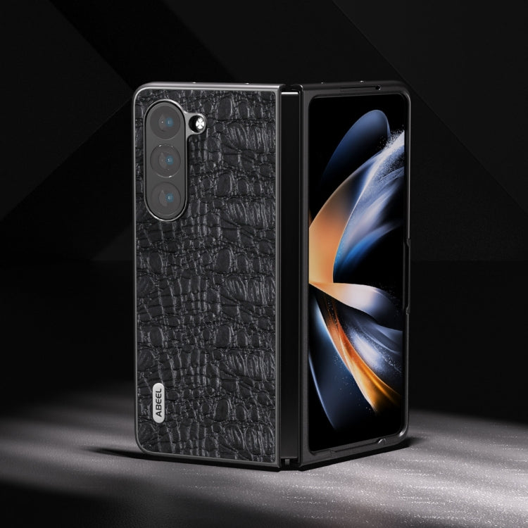 For Samsung Galaxy Z Fold5 ABEEL Genuine Leather Sky Series Black Edge Phone Case(Black) - free shipping - PMC TechLife - Order now!