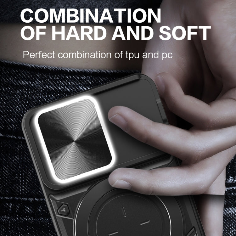 For iPhone 14 Pro CD Texture Sliding Camshield Magnetic Holder Phone Case(Blue) - free shipping - PMC TechLife - Order now!