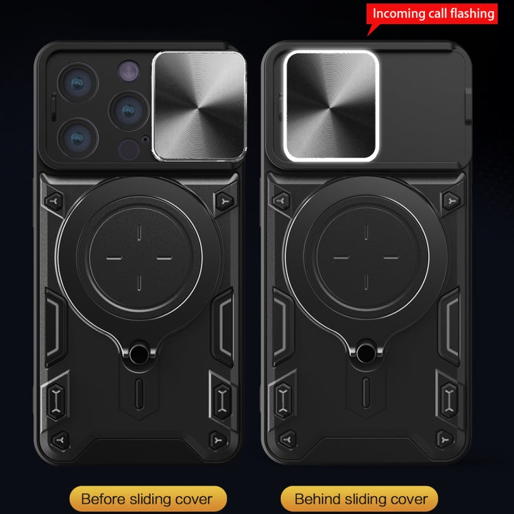 For iPhone 14 Pro CD Texture Sliding Camshield Magnetic Holder Phone Case(Silver) - free shipping - PMC TechLife - Order now!