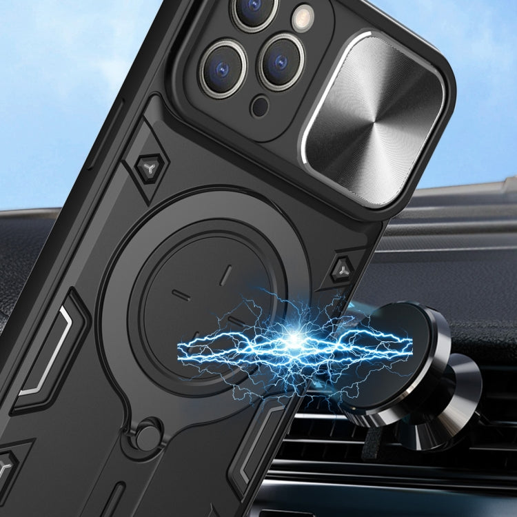 For iPhone 11 Pro CD Texture Sliding Camshield Magnetic Holder Phone Case(Black) - free shipping - PMC TechLife - Order now!