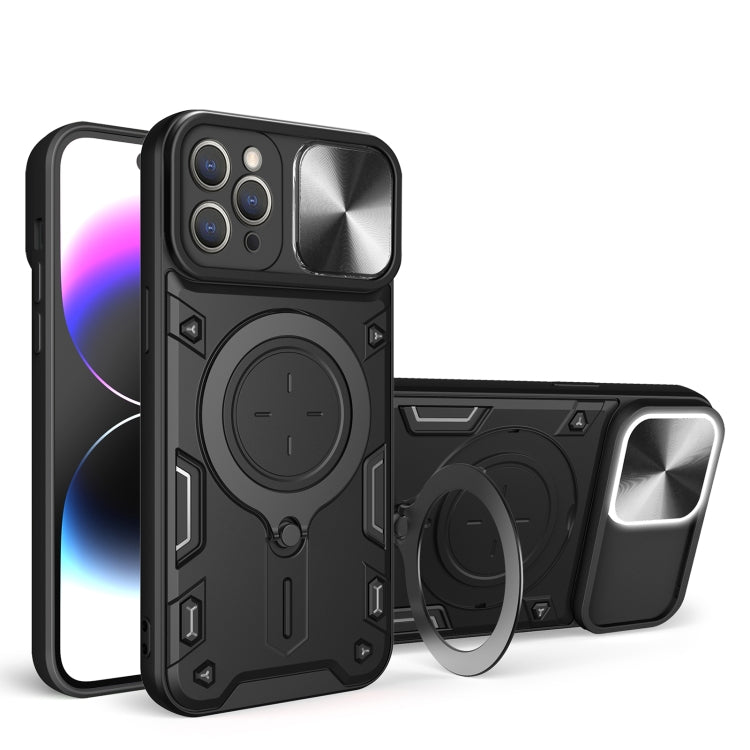 For iPhone 11 Pro Max CD Texture Sliding Camshield Magnetic Holder Phone Case(Black) - free shipping - PMC TechLife - Order now!