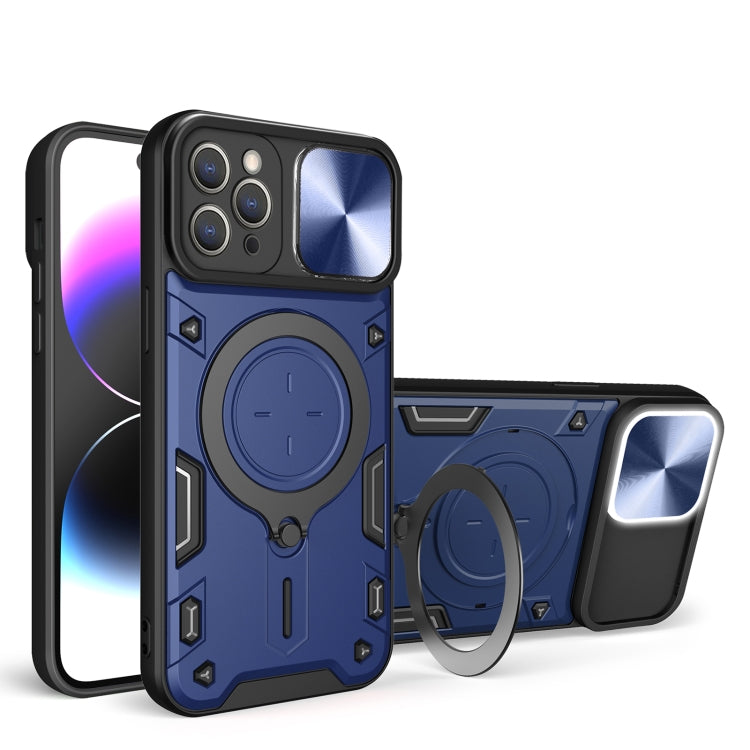 For iPhone 11 Pro Max CD Texture Sliding Camshield Magnetic Holder Phone Case(Blue) - iPhone 11 Pro Max Cases by PMC Jewellery | Online Shopping South Africa | PMC Jewellery