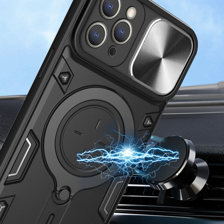 For iPhone 11 Pro Max CD Texture Sliding Camshield Magnetic Holder Phone Case(Blue) - free shipping - PMC TechLife - Order now!