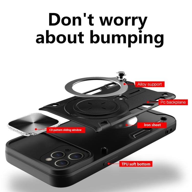 For iPhone 11 Pro Max CD Texture Sliding Camshield Magnetic Holder Phone Case(Silver) - free shipping - PMC TechLife - Order now!