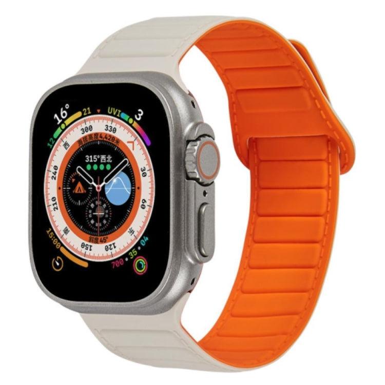 For Apple Watch 8 45mm  Loop Magnetic Silicone Watch Band(Starlight Orange) - Watch Bands by PMC Jewellery | Online Shopping South Africa | PMC Jewellery