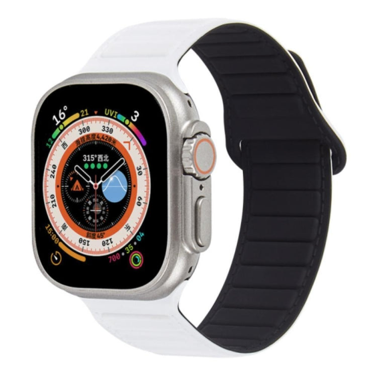 For Apple Watch 7 41mm Loop Magnetic Silicone Watch Band(White Black) - Watch Bands by PMC TechLife | Online Shopping South Africa | PMC TechLife