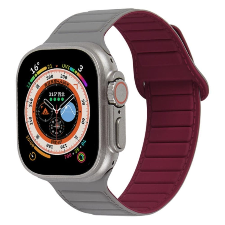 For Apple Watch 7 41mm Loop Magnetic Silicone Watch Band(Grey Wine Red) - Watch Bands by PMC TechLife | Online Shopping South Africa | PMC TechLife