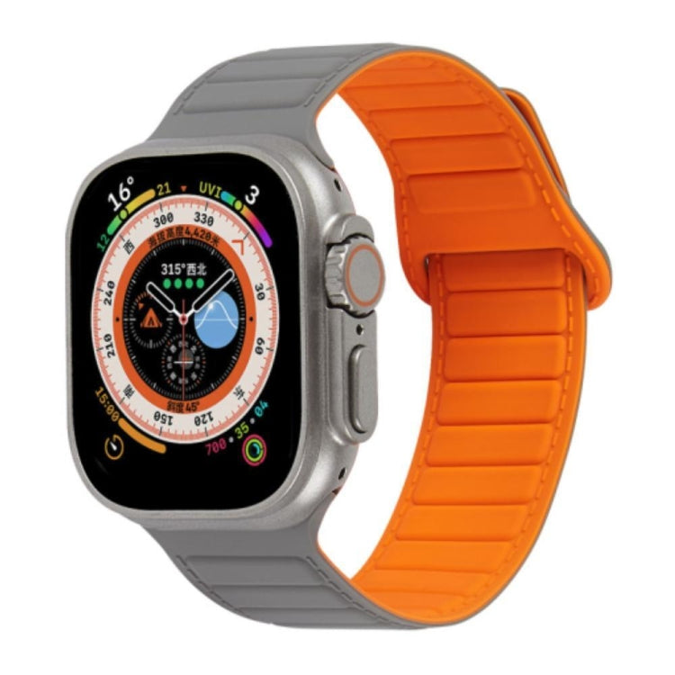 For Apple Watch 4 44mm Loop Magnetic Silicone Watch Band(Grey Orange) - Watch Bands by PMC TechLife | Online Shopping South Africa | PMC TechLife