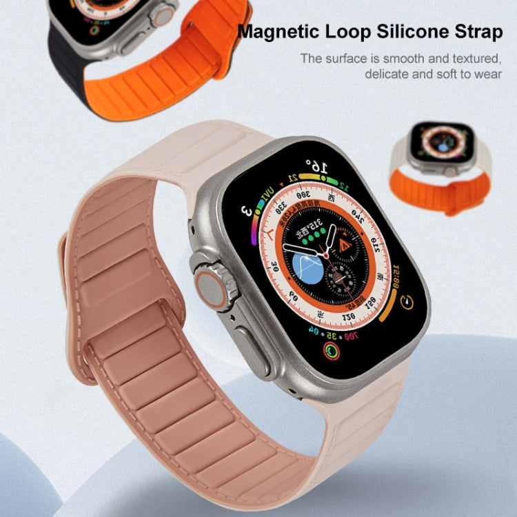 For Apple Watch 4 44mm Loop Magnetic Silicone Watch Band(Grey Wine Red) - Watch Bands by PMC TechLife | Online Shopping South Africa | PMC TechLife