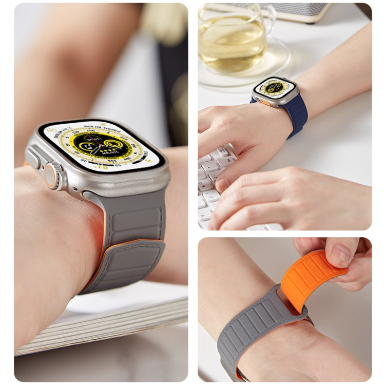 For Apple Watch 7 45mm Loop Magnetic Silicone Watch Band(Black Yellow) - Watch Bands by PMC Jewellery | Online Shopping South Africa | PMC Jewellery