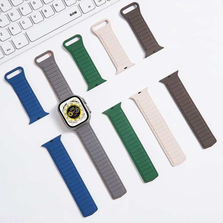 For Apple Watch 8 45mm  Loop Magnetic Silicone Watch Band(Grey Black) - Watch Bands by PMC Jewellery | Online Shopping South Africa | PMC Jewellery