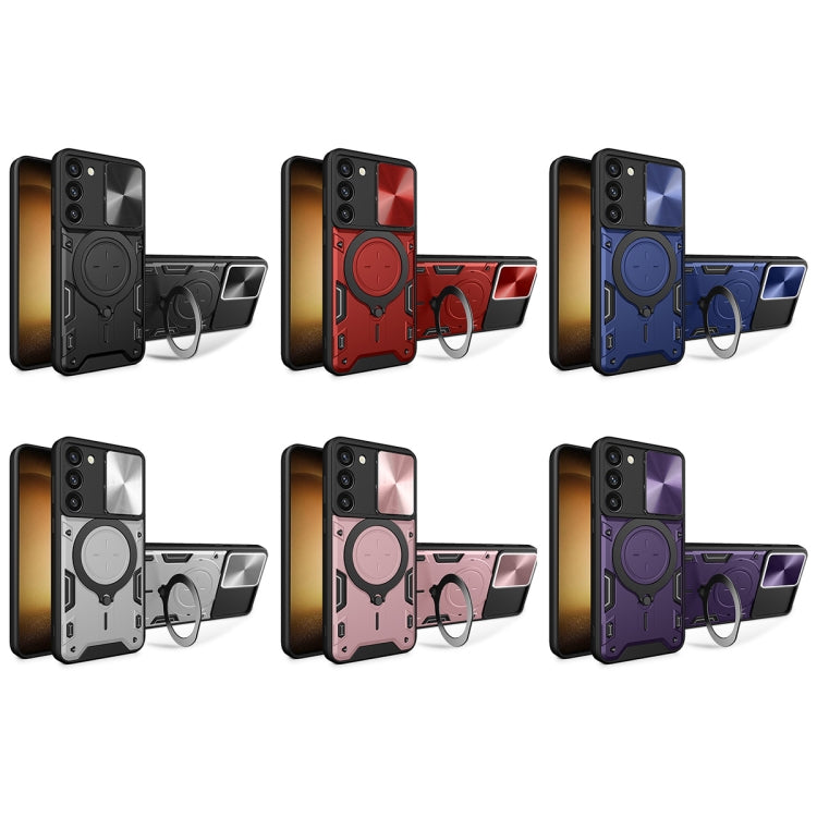 For Samsung Galaxy S23 5G CD Texture Sliding Camshield Magnetic Holder Phone Case(Black) - free shipping - PMC TechLife - Order now!