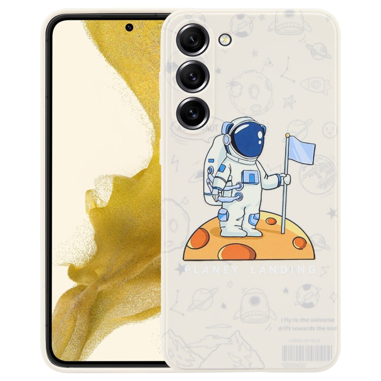 For Samsung Galaxy S10 Astronaut Pattern Silicone Straight Edge Phone Case(Planet Landing-White) - free shipping - PMC TechLife - Order now!
