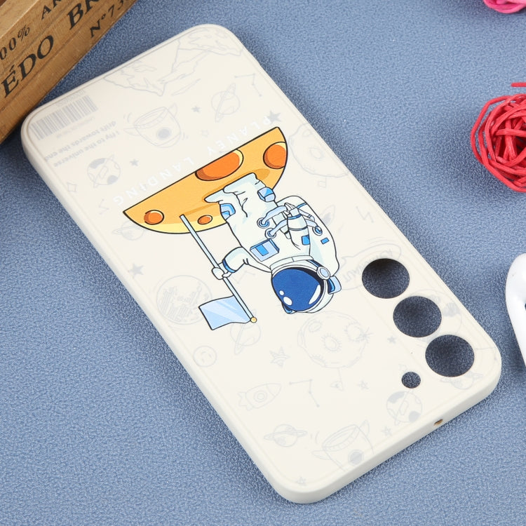 For Samsung Galaxy S10 Astronaut Pattern Silicone Straight Edge Phone Case(Planet Landing-White) - free shipping - PMC TechLife - Order now!