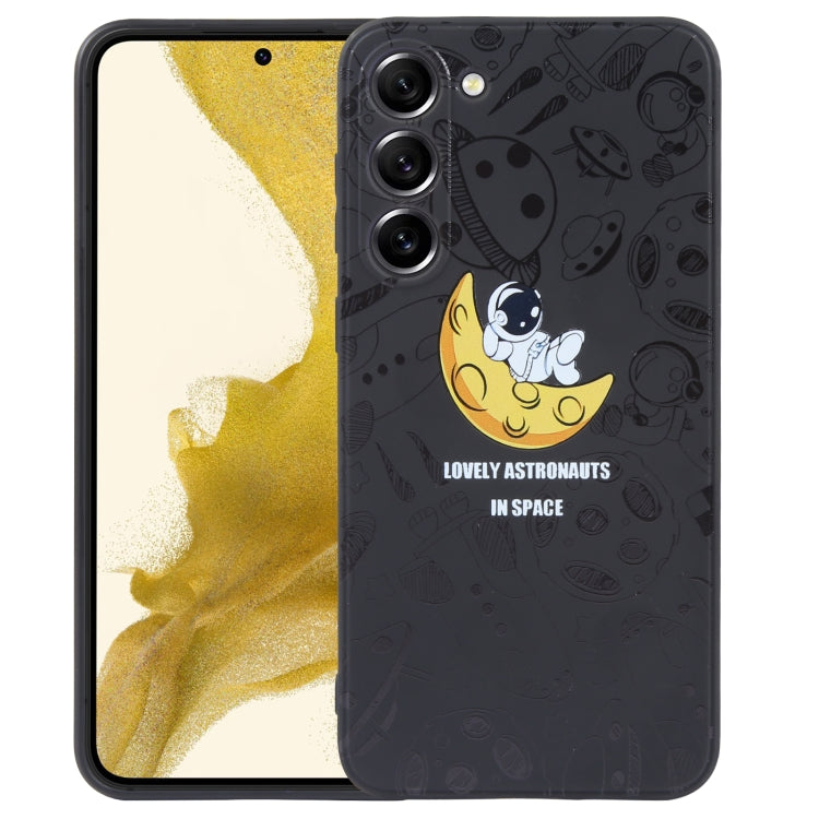 For Samsung Galaxy S10+ Astronaut Pattern Silicone Straight Edge Phone Case(Lovely Astronaut-Black) - free shipping - PMC TechLife - Order now!