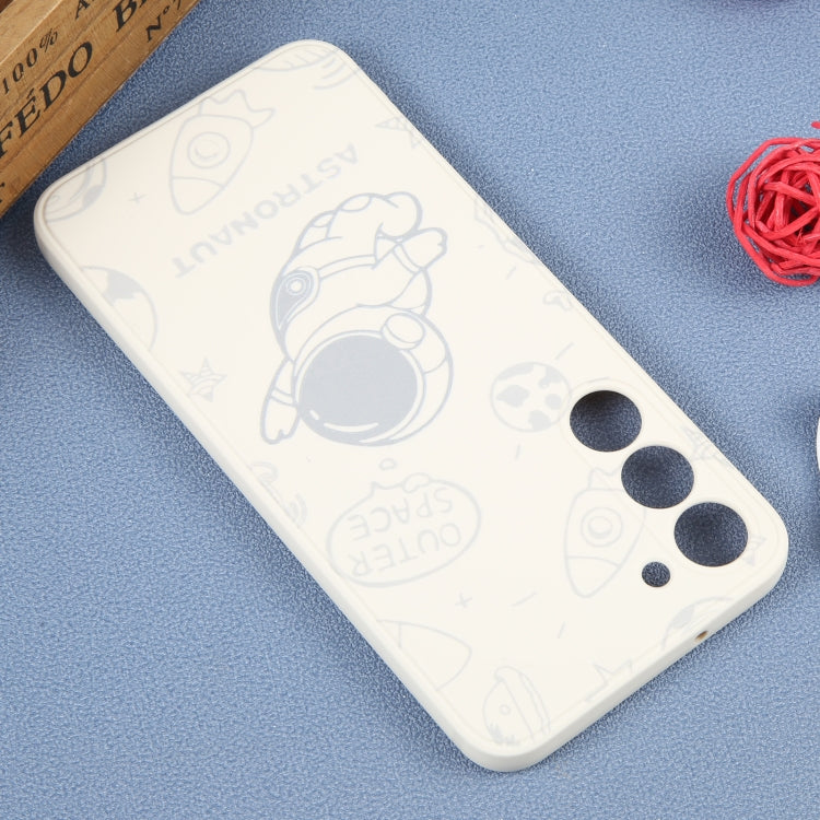 For Samsung Galaxy A51 Astronaut Pattern Silicone Straight Edge Phone Case(Flying Astronaut-White) - free shipping - PMC TechLife - Order now!