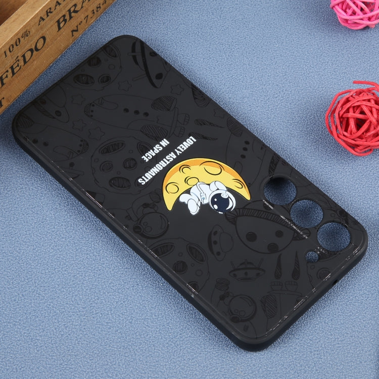 For Samsung Galaxy A12 Astronaut Pattern Silicone Straight Edge Phone Case(Lovely Astronaut-Black) - free shipping - PMC TechLife - Order now!