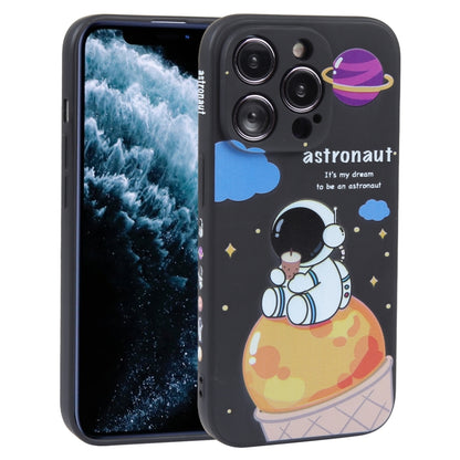 For iPhone 11 Pro Max Milk Tea Astronaut Pattern Liquid Silicone Phone Case(Ivory Black) - iPhone 11 Pro Max Cases by PMC Jewellery | Online Shopping South Africa | PMC Jewellery