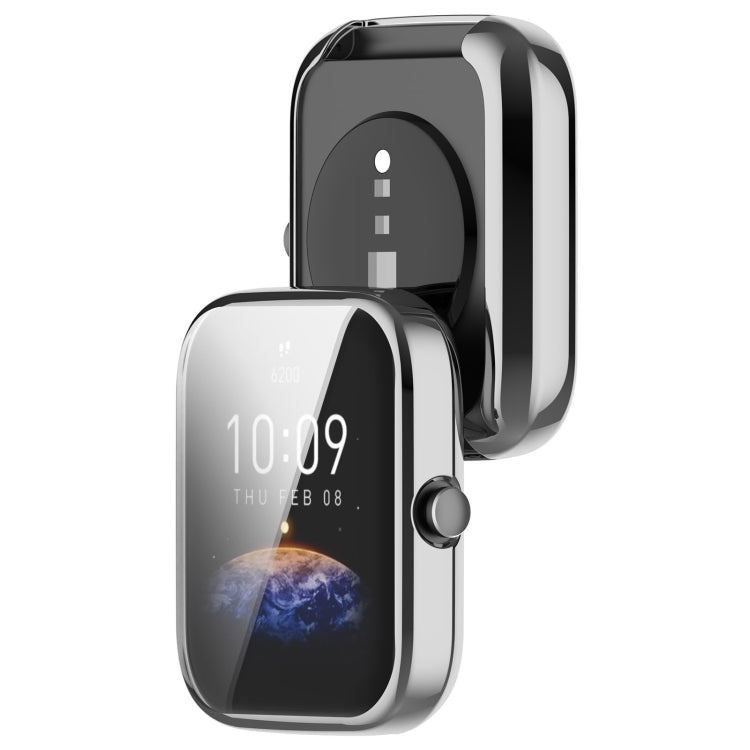 For Amazfit Bip 3 / Bip 3 Pro Universal Full Coverage TPU Electroplating Watch Protective Case(Silver) - Watch Cases by PMC TechLife | Online Shopping South Africa | PMC TechLife