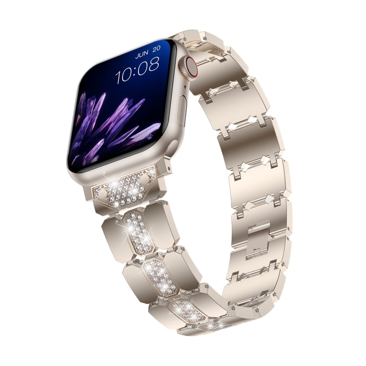 Diamond Metal Watch Band For Apple Watch 8 45mm(Starlight) - Watch Bands by PMC Jewellery | Online Shopping South Africa | PMC Jewellery